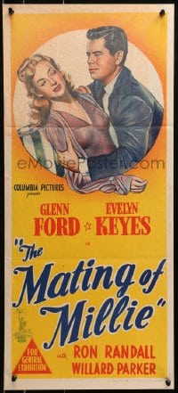 4c713 MATING OF MILLIE Aust daybill 1947 great romantic art of Glenn Ford & Evelyn Keyes!