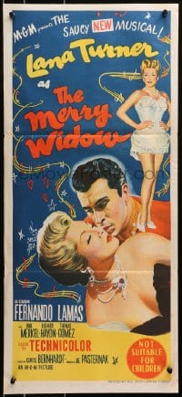 4c721 MERRY WIDOW Aust daybill 1952 great romantic art of sexy Lana Turner & Fernando Lamas!