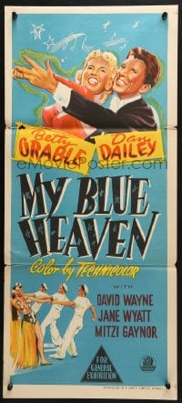 4c738 MY BLUE HEAVEN Aust daybill 1950 great art of sexy Betty Grable & Dan Dailey too!