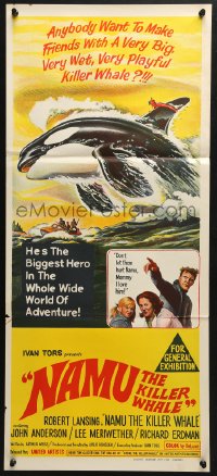 4c742 NAMU THE KILLER WHALE Aust daybill 1966 Lee Meriwether, Robert Lansing, killer whale art!