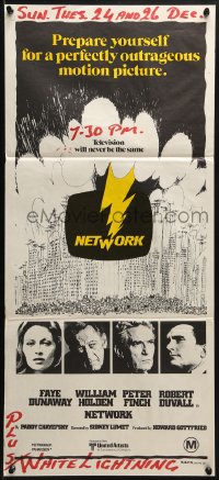 4c744 NETWORK Aust daybill 1976 written by Paddy Cheyefsky, William Holden, Sidney Lumet classic!