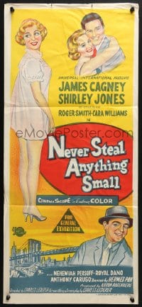 4c747 NEVER STEAL ANYTHING SMALL Aust daybill 1959 tough James Cagney, sexy doll Shirley Jones!