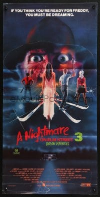 4c755 NIGHTMARE ON ELM STREET 3 Aust daybill 1987 horror art of Freddy Krueger by Matthew Peak!