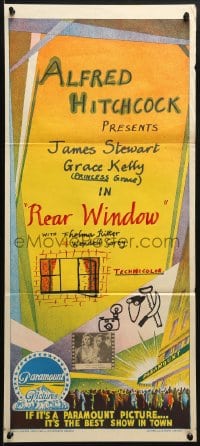 4c780 PARAMOUNT STOCK Aust daybill 1950s Richardson Studio art, advertising Rear Window!