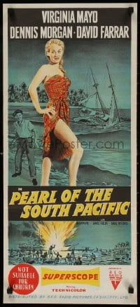 4c783 PEARL OF THE SOUTH PACIFIC Aust daybill 1955 sexy Virginia Mayo in sarong & Dennis Morgan!