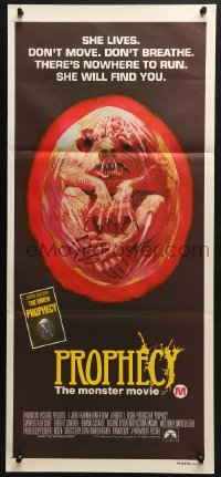 4c802 PROPHECY Aust daybill 1979 John Frankenheimer, art of monster in embryo by Paul Lehr!