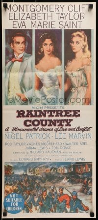 4c810 RAINTREE COUNTY Aust daybill 1958 art of Montgomery Clift, Elizabeth Taylor & Eva Marie Saint!