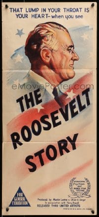 4c833 ROOSEVELT STORY Aust daybill 1948 former President Franklin Delano biography!