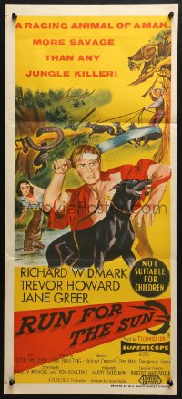 4c834 RUN FOR THE SUN Aust daybill 1956 Richard Widmark finds Nazi criminals in Central American jungle!