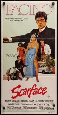 4c838 SCARFACE Aust daybill 1983 art of Al Pacino as Tony Montana, Michelle Pfeiffer!