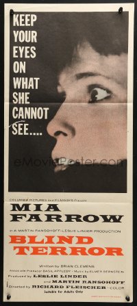 4c841 SEE NO EVIL Aust daybill 1971 Richard Fleischer horror, Mia Farrow is not seeing dead people