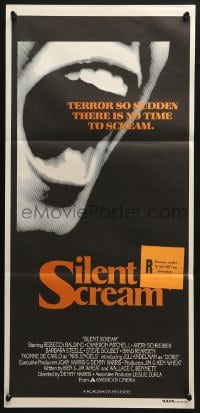 4c853 SILENT SCREAM Aust daybill 1980 Barbara Steele, terror so sudden there is no time to scream!