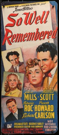 4c872 SO WELL REMEMBERED Aust daybill 1947 from the James Hilton novel, John Mills & Martha Scott!