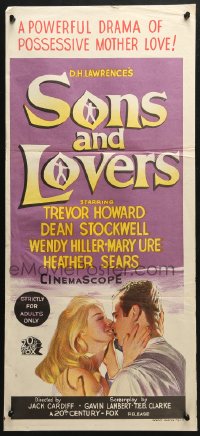 4c876 SONS & LOVERS Aust daybill 1960 from D.H. Lawrence's novel, Dean Stockwell & sexy Mary Ure!