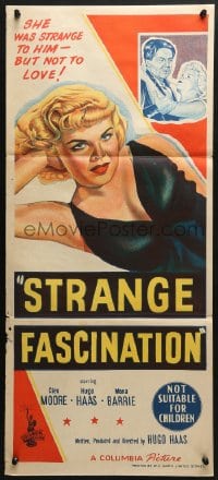 4c895 STRANGE FASCINATION Aust daybill 1952 Hugo Haas couldn't leave sexy bad girl Cleo Moore alone!
