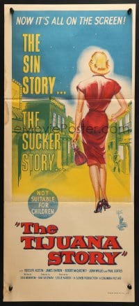 4c927 TIJUANA STORY Aust daybill 1957 story of most notorious sucker-trap in Western Hemisphere!
