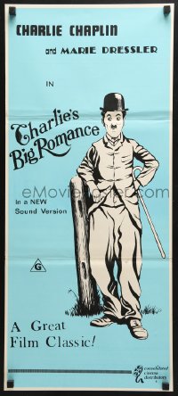 4c928 TILLIE'S PUNCTURED ROMANCE Aust daybill R1970s Marie Dressler, great art of Charlie Chaplin!