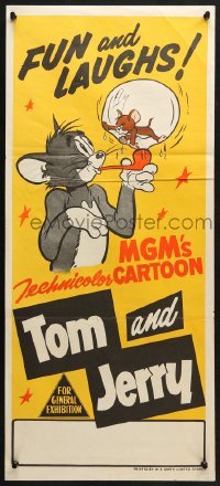 4c935 TOM & JERRY Aust daybill 1950s art of the mouse inside bubble blown from cat's pipe!