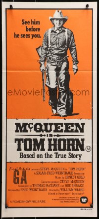 4c936 TOM HORN Aust daybill 1980 see cowboy Steve McQueen in the title role before he sees you!
