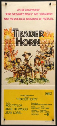 4c940 TRADER HORN Aust daybill 1973 Larry Salk artwork of Rod Taylor & Anne Heywood in the jungle!