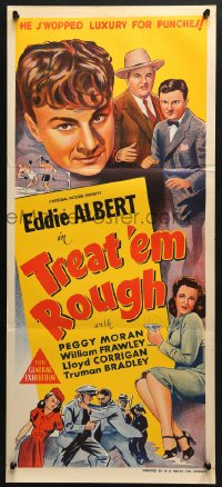 4c942 TREAT 'EM ROUGH Aust daybill 1942 art of Eddie Albert, Peggy Moran, William Frawley!