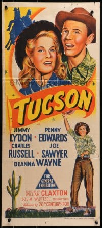4c946 TUCSON Aust daybill 1948 close-up artwork of Jimmy Lydon & Penny Edwards, Arizona!