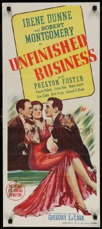 4c954 UNFINISHED BUSINESS Aust daybill 1941 art of Irene Dunne, Robert Montgomery, Preston Foster!
