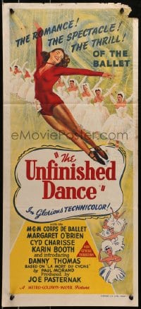 4c955 UNFINISHED DANCE Aust daybill 1947 great artwork of pretty young ballerina Margaret O'Brien!