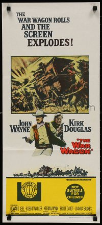 4c969 WAR WAGON Aust daybill 1967 cowboys John Wayne & Kirk Douglas, western armored stagecoach art