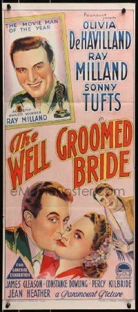 4c977 WELL GROOMED BRIDE Aust daybill 1946 Richardson Studio art of Olivia de Havilland & Milland!
