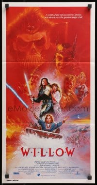 4c987 WILLOW Aust daybill 1988 George Lucas & Ron Howard directed, fantasy art by Bysouth!