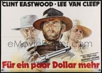 4c152 FOR A FEW DOLLARS MORE German 33x47 R1978 great Casaro art of Eastwood, Kinski & Van Cleef