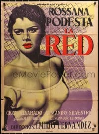 4c044 ROSANNA Mexican poster 1953 La Red, Crox Alvarado, art of sexy Rossana Podesta!
