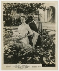 4d098 AFFAIR TO REMEMBER  8x10 still 1957 c/u of Cary Grant & Deborah Kerr smiling in garden!