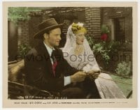 4d025 ARIZONA color 8x10 still 1940 great close up of bride Jean Arthur & William Holden in buggy!