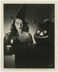 4d153 BARBARA BATES  8x10 still 1945 great sexy Halloween cheesecake portrait as a witch!