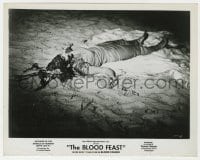 4d188 BLOOD FEAST  8x10.25 still 1963 gruesome image of female victim laying on the beach!