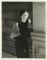 4d189 BLOOD MONEY  7.5x9.5 still 1933 smiling portrait of pretty Frances Dee wearing veil & fur!