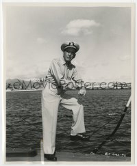 4d215 CAINE MUTINY  8.25x10 still 1954 Humphrey Bogart as Cmdr. Queeg standing on pier by Bell!