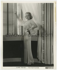4d241 CLAIRE TREVOR  8.25x10 still 1940s modeling hostess pajamas of satin & souffle by Kornman!