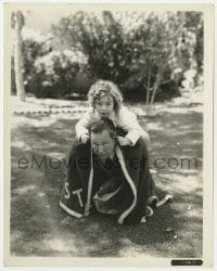 4d264 CURLY TOP candid 8x10.25 still 1935 Shirley Temple riding director David Butler like a horse!
