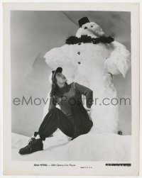 4d539 JEAN PETERS  8x10.25 still 1940s great winter portrait sitting by her wacky snowman!