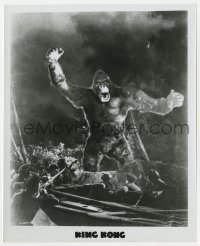 4d578 KING KONG  8x10 still R1971 wonderful FX image of men futilely attacking the giant ape!