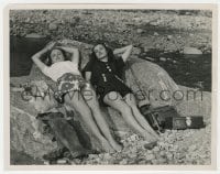4d591 LARAINE DAY/JO ANN SAYERS  8x10.25 still 1940s napping after catching their quota of fish!