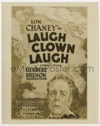 4d595 LAUGH CLOWN LAUGH  8x10.25 still 1928 great art of sad Lon Chaney Sr. on the one-sheet!