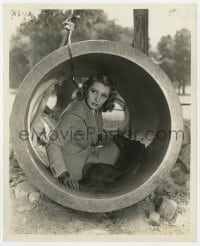 4d756 PERFECT SPECIMEN  8.25x10 still 1937 great close up of Joan Blondell hiding in huge pipe!