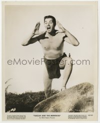 4d913 TARZAN & THE MERMAIDS  8x10 still 1948 c/u of Johnny Weissmuller doing his famous jungle call!