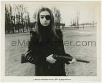 4d926 THEY CALL HER ONE EYE  8.25x10 still 1974 best c/u of Christina Lindberg w/eyepatch & gun!
