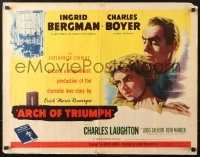 4f495 ARCH OF TRIUMPH style B 1/2sh 1947 Ingrid Bergman & Boyer, novel by Erich Maria Remarque!