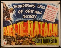4f497 BACK TO BATAAN style B 1/2sh 1945 art of John Wayne with grenade & Anthony Quinn in WWII!